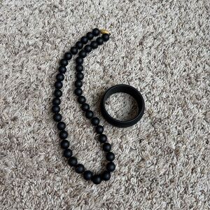 Maternity/New Mom Chew beads Jane necklace and Charles bangle bracelet set black